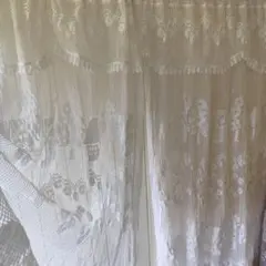 コットンフィレ風レース　イギリスVintage　白色天蓋　カーテン