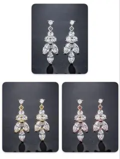 ピアス 3色セット キラキラ 揺れる シルバー ゴールド ピンクゴールド　結婚式