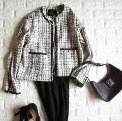 白ジャケット ノーカラージャケット