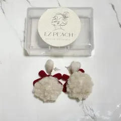 EZ PEACH レディース 揺れる ハート型 毛玉 ふわふわ ピアス