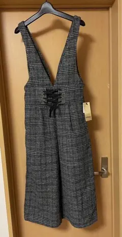 グレンチェック コルセット オールインワン rps チェック グレー ワンピース