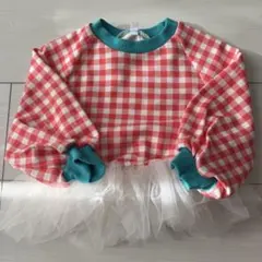 ピンクチェック柄トレーナー