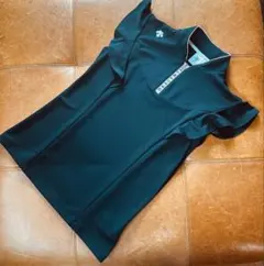 DESCENTE GOLF フリル ハーフジップ シャツ ブラック Lのサムネイル