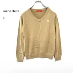 marie claire SPORT Vネックニットベージュ Lシンプルf346