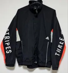 adidas ナイロンジャケット ブラック/オレンジ　S