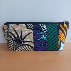 ハンドメイド/ペンケース/パッチワーク/アフリカ布/アフリカン