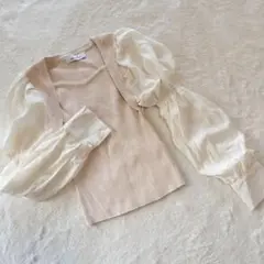 ダズリン dazzlin ドッキング パワーショルダー ニット シアー