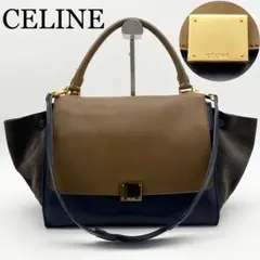 CELINE 2way ハンドバッグ　トラペーズ　ミディアム　レザー×スエード