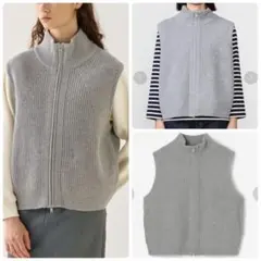 【未使用級】アダワス ウール ジップベスト グレー F