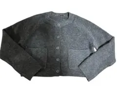 ZARA クロップドカーディガン　グレーS