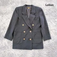 レリアン Leilian ダブルテーラードジャケット 金ボタン 9号 紺