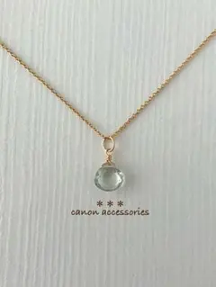 14kgfネックレスチャーム/宝石質グリーンアメジストマロンブリオレットカット