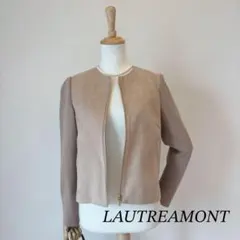 【極美品】ロートレアモン　異素材ノーカラージャケット　ベージュ　上品きれいめ