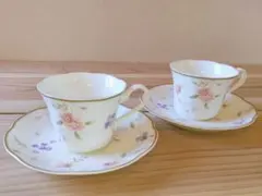 未使用 ナルミ ボーンチャイナ パステルガーデン カップ ＆ ソーサー 2客