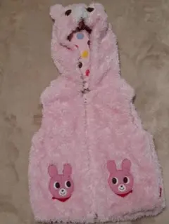 《数回使用・美品》ミキハウス ピンクウサギベビーベスト L 100cm