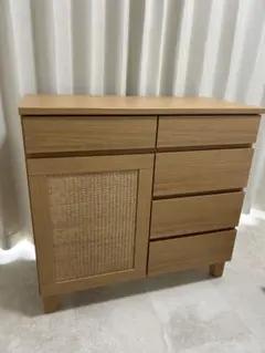 美品 ISSEIKI RYON-4 サイドボード80 ラタン ナチュラル