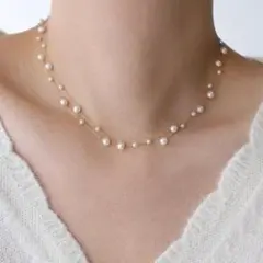2連 パール風ネックレス ゴールド