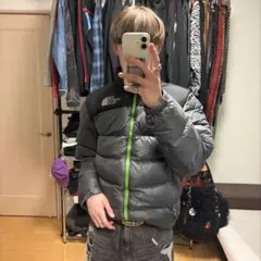 ノースフェイス　ヌプシ　ダウンジャケット　メンズS　グレー　ブラック　700