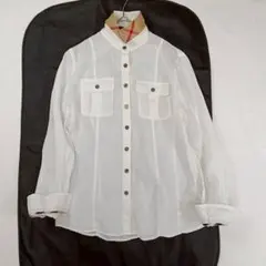 【リネン100% ノバチェック】BURBERRY LONDON 長袖シャツ 白色