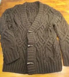 u*5様 【最終価格】ウール　手編みセミロングカーディガン