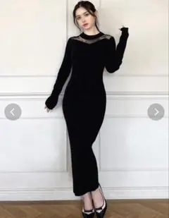 新品未使用！RESEXXYレース切り替えニットワンピース