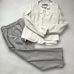 セレモニーコーディネート　セットアップ　ツイードジャケット　ベージュ系　Mサイズ