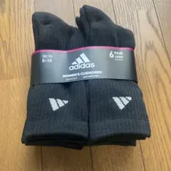 adidas レディース クルーソックス 6足組 ブラックのサムネイル