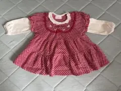 メゾピアノ　赤と白のチェック柄 ワンピース