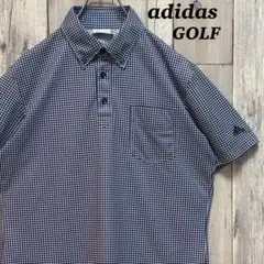 アディダス　adidas GOLF ゴルフシャツ チェック柄　刺繍ロゴ　M