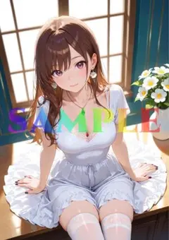 B002 美少女 美女 AI ポスター かわいい イラスト A4