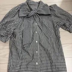 Avail ギンガムチェック ボウタイ 半袖ブラウス