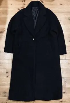 コート 古着 00s トレンチコート 無地 M 美品 ロング 黒 ブラック