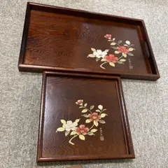 木製漆器 盆 溜塗 草花蒔絵 金彩 - メルカリ