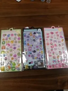 新品！お買い得!3Dかわいさいっぱいぷっくりシール３枚セット