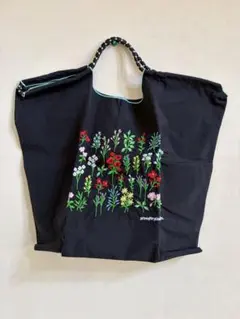 TOLIGHT パンジー刺繍エコバッグ ボールアンドチェーン トライト 刺繍 コラボバッグ パンジー 黒 - メルカリ