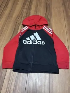 adidas フード付きパーカー 110cm 赤黒