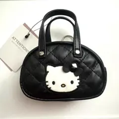 LOWRYSFARM ハローキティ　キルティング ボストン キーチャーム　黒