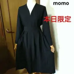 本日限定！正絹 黒喪服 ウエストリボン付きタック入りワンピース♪着物リメイク