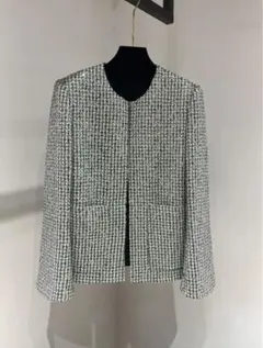 COCO風ツイードジャケット　ライトグレー系