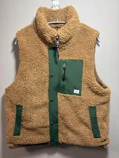 gym master リバーシブル ボアベスト キャメル×グリーン M相当