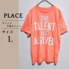 PLACE プリント Tシャツ L オレンジ アメカジ 海外ブランド レア古着