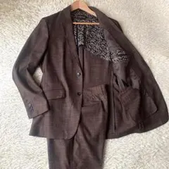 【未使用】メンズビギ　セットアップ　バーズアイ　ペイズリー　L　ダークブラウン