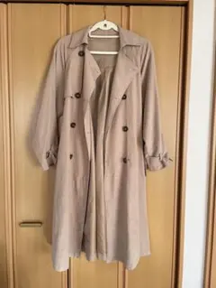 ベージュ トレンチコート ロング丈　ロングコート　スプリングコート　L