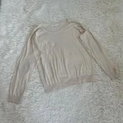 フォーエバー21 トップス ニット 薄手肘あてデザイン綿、無地 ベージュ L