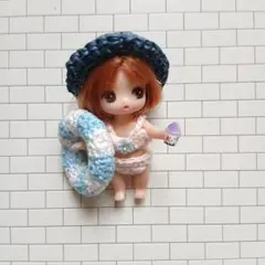 ぷちリカちゃん服　水着　ビキニ　浮き輪　麦わら帽子　かき氷のサムネイル