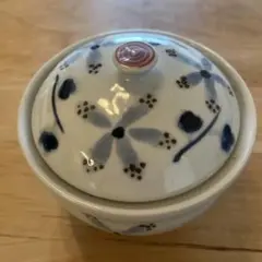 蓋つき煮物椀 青い花柄