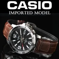 新品カシオ逆輸入メンズ50m防水シンプルで視認性高いブラック＆シルバー腕時計のサムネイル
