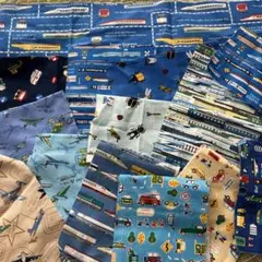 交通機関デザインの生地はぎれセット