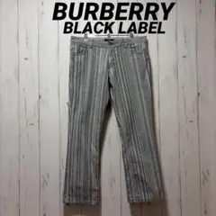 BURBERRY BLACK LABEL マルチカラー　ストライプ　刺繍ロゴ