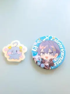 アンプタック×カラーズ　ちぐさくんランダム缶バッチ☆アクリルステッカー☆セット